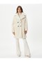 Plush Coat Double Breasted Buttoned Pocket Detail - 3