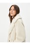 Plush Coat Double Breasted Buttoned Pocket Detail