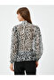 Chiffon Blouse Magnificent Collar Balloon Sleeves Zebra Pattern - 4
