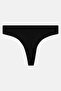 Women Plain Pull On Thong, Black - 2