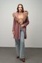 Hooded Fur-Capped Fish-Scale Coat with Belt Detail Fuchia 3044