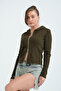 Women's Double Zipper Detailed Hooded Cardigan - 7