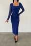 Tulle Fabric Gathered Detailed Pencil Dress - Blue - 2