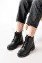 02-2003 Black Galata Lace-Up Zippered Daily Women's Boots - 2