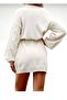 Off-Shoulder Wrap Print Openwork Model Waist Tied Knitwear Dress - 2