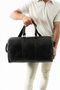 Genuine Leather Unisex Travel Bag Hand Bag Shoulder Bag with Adjustable Strap Large Size Black