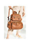 Large Size Women's Leather Backpack - Multi-Compartment and High Quality, Washed Tan - 3