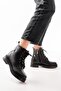 02-2003 Black Galata Lace-Up Zippered Daily Women's Boots