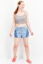 Women Washed Denim Shorts, Light Blue - 3