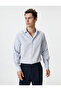 Slim Fit Shirt Half Italian Neckline Button Long Sleeve