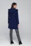 Hooded Double-Breasted Coat with Belt Detail Cobalt Blue 3844 - 8