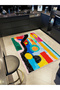 Özge Collection Multicolor Painting Look Woven Base Modern Decorative Carpet Ozge43 - 2
