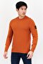 Men Crew Neck Knitted Long Sleeves Sweater, Burnt Orange