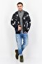 Men V Neck Long Sleeve Plaid Cardigan, Navy - 2