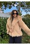 Women's Loose Bearded Fur Lined Coat-Powder - 5