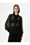 Chiffon Transparent Shirt Long Sleeve Tie Collar - 3