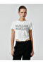 Crop T-Shirt Asymmetric Cut Printed Short Sleeve Crew Neck Cotton - 3
