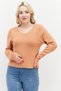 Women Scoop Neck Long Sleeve Textured Sweater, Toasted Camel