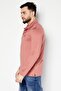 Men Spread Collar Long Sleeve Brand Logo Polo Shirt, Rust Peach - 4
