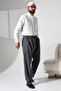 Men's Elastic Waist Pocket Winter Wool Effect Fabric Baggy Trousers - Gray (Isr)