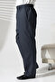 Men's Elastic Waist Pocketed Hac and Umrah Winter Wool Effect Shalwar Trousers - Blue (İsr) - 5