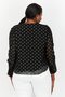 Women V Neck Long Sleeve Allover Print Blouse, Black - 2