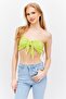 Women Sweetheart Neckline Strapless Solid Tube, Yellow Green