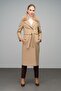 Punto Stitched Cashmere Coat with Fur Collar A.Kamel 3542-Tk - 3
