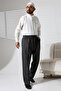 Men's Elastic Waist Pocketed Winter Wool Effect Fabric Shalwar Trousers - Smoked (İsr)