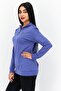Women High Neck Brand Logo Sweatshirt, Blue - 3