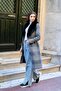 Detachable Fur Collar Waist Tied Medium Length Plaid Coat BLACK 3978 - 5