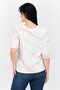 Women Round Neck Puff Sleeves Ombre Blouse, White Combo - 3
