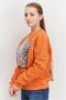 Women Round Neck Animal Print Long Sleeve Sweatshirts, Orange - 4