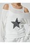 Window Detailed T-Shirt Crew neck Long Sleeve Star Printed - 5