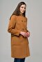 Double Breasted Coat with Fur Hooded Bag Pocket TARÇIN 3930 - 6