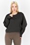 Women Sportswear Fit Long Sleeve Plain Training Sweatshirt, Charcoal