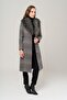 Detachable Fur Collar Waist Tied Medium Length Plaid Coat GRAY 3978 - 6