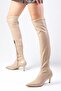 Latisha Skin Color Short Heeled Stretch Boots