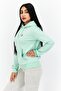 Women Hooded Brand Logo Sweatshirt, Light Green - 4