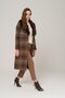 Detachable Fur Collar Waist Tied Medium Length Plaid Coat BROWN 3978 - 6