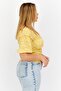 Women Off Shoulder Short Sleeve Allover Print Top, Yellow - 4