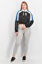 Women Mock Neck Long Sleeve Brand Logo Crop Top Sweatshirt, Black And White - 4