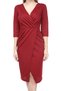 Women's Burgundy Pleated Mila Fabric Double Breasted Dress