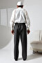 Men's Elastic Waist Pocketed Winter Wool Effect Fabric Shalwar Trousers - Smoked (İsr) - 7
