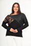 Women's Plus Size One Shoulder Strap Leopard Garnished Leather Look Long Sleeve Black-Yellow Blouse - 5