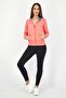 Women Full Zip Hooded Long Sleeve Sweatshirt, Coral - 2