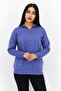 Women High Neck Brand Logo Sweatshirt, Blue