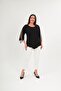 Women'Splus Size Sheer Mesh Detail Flare Sleeve Triangle Cut Black Blouse - 2