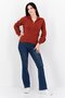 Women High Neck Textured Sweatshirt, Dark Brown - 2