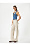 Wide Leg Trousers High Waist Tie Waist - 2